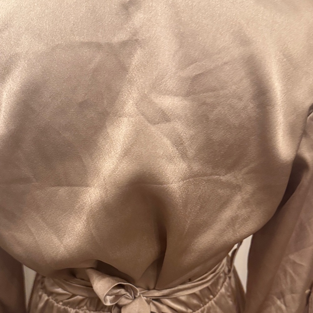 Elegant Satin Gold Dress - Picture 12 of 16
